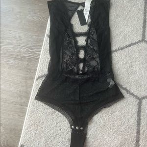 intimissimi Black Lace Sheer Plunge Bodysuit